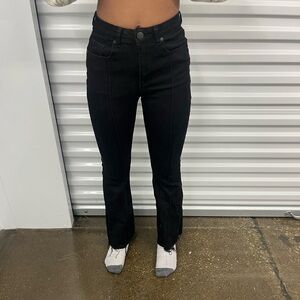 Black High-Rise Straight Leg Pants